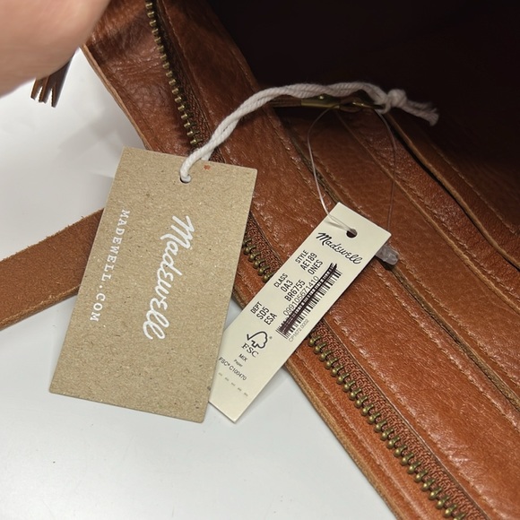 Madewell The Zip-Top Medium Brown Leather Transport Tote NWT - Picture 13 of 16